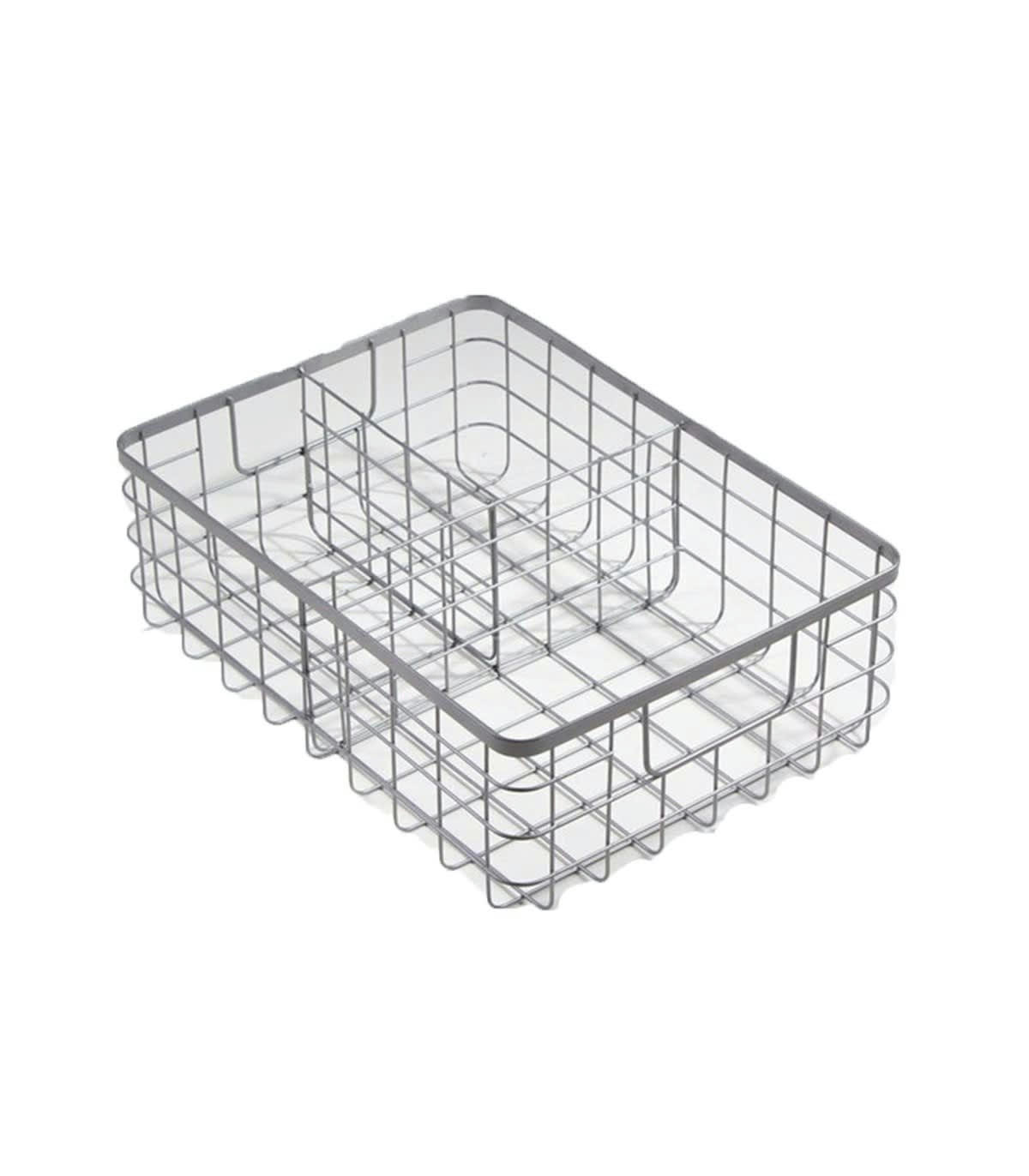 - Panier filaire gris 3 compartiments métal