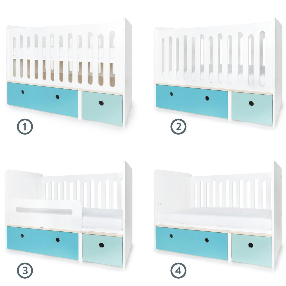 COLORFLEX - Lit bébé évolutif 70x140cm bleu paradis-bleu ciel