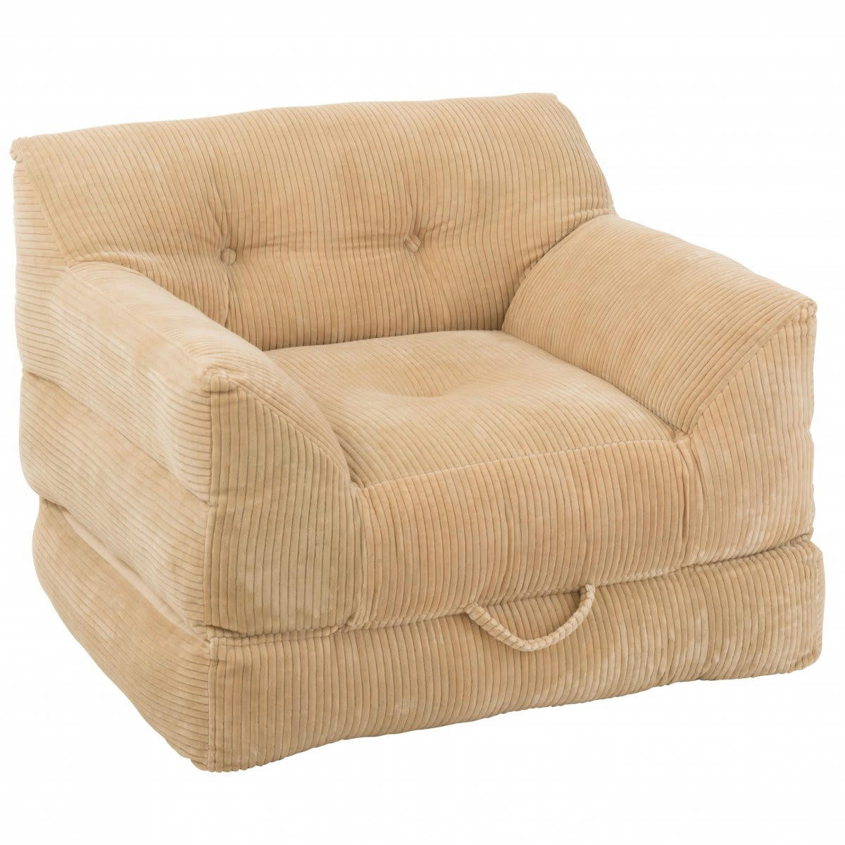 PEKIN - Fauteuil convertible en velours côtelé beige