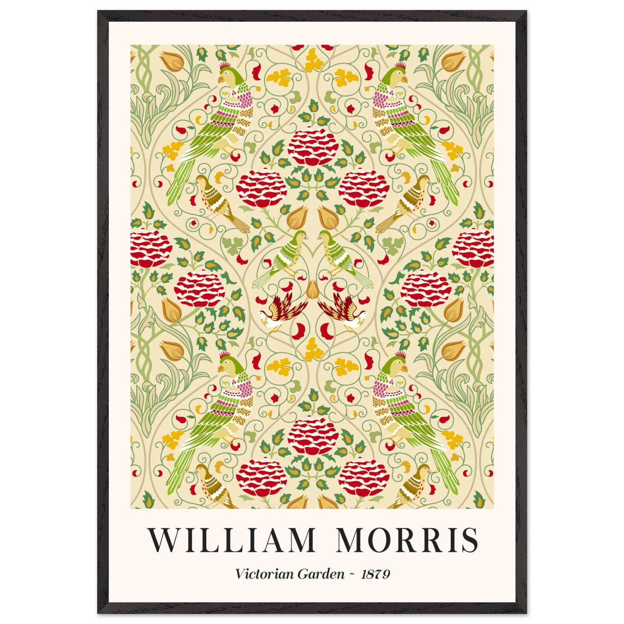 Artfulprints Poster met Lijst William Morris - Victorian garden 1879  - 70x100 cm - Groen