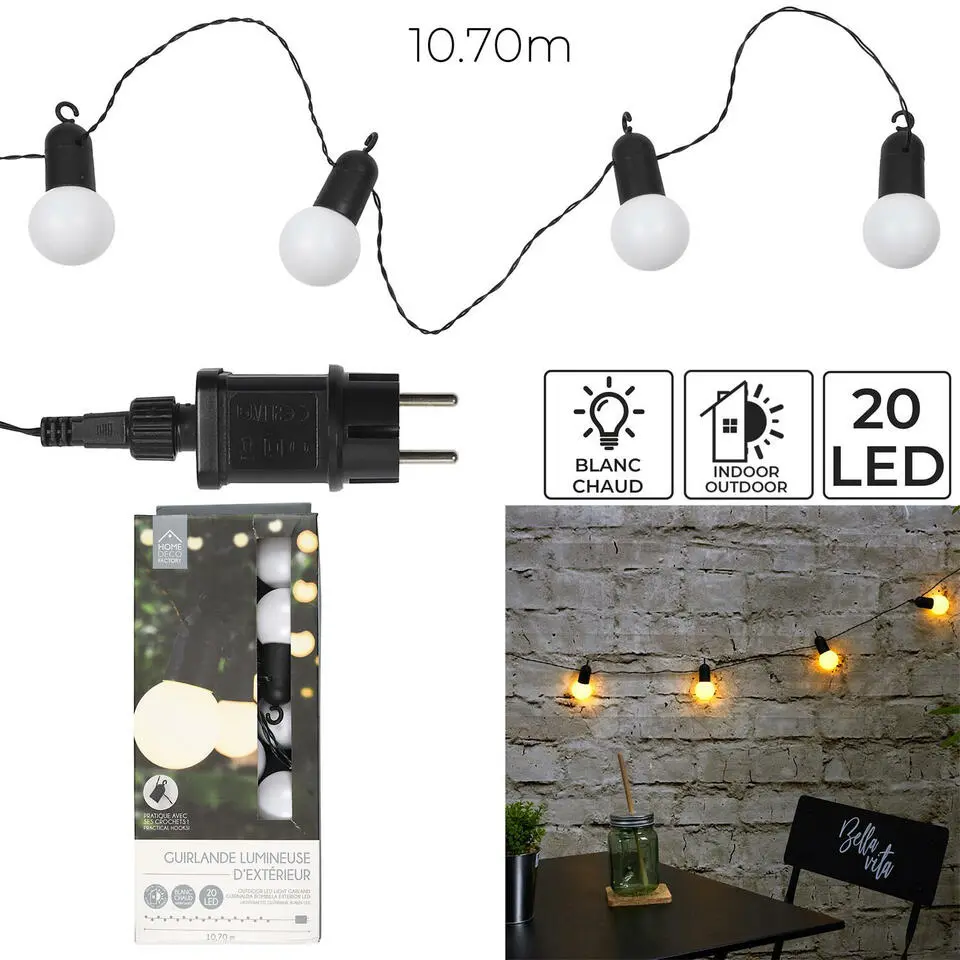 Home Deco Factory feestverlichting - 20 LED - warm wit - 1070 cm