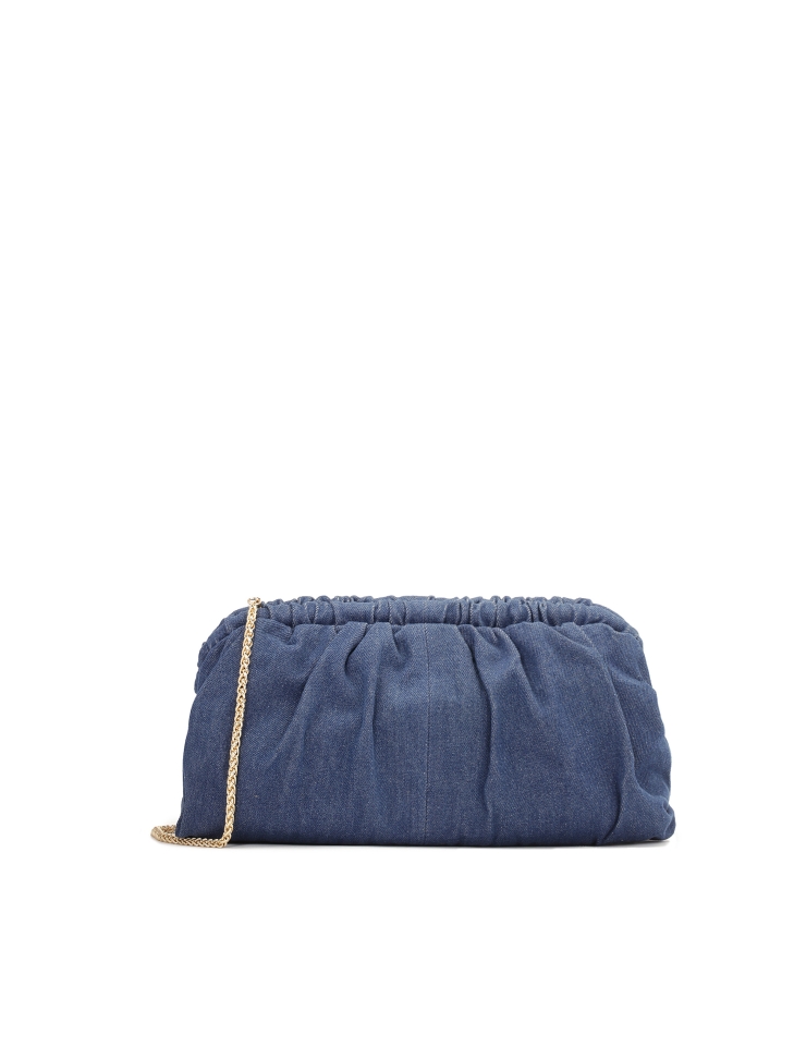 Large denim fabric pouch bag