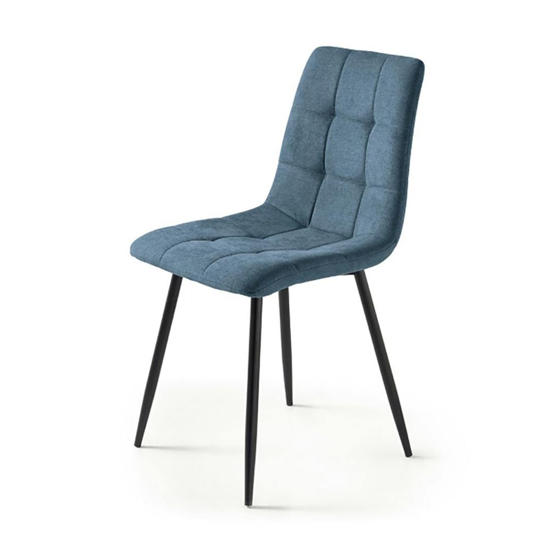Chaise en tissu bleu motif damier (lot de 2) LORA