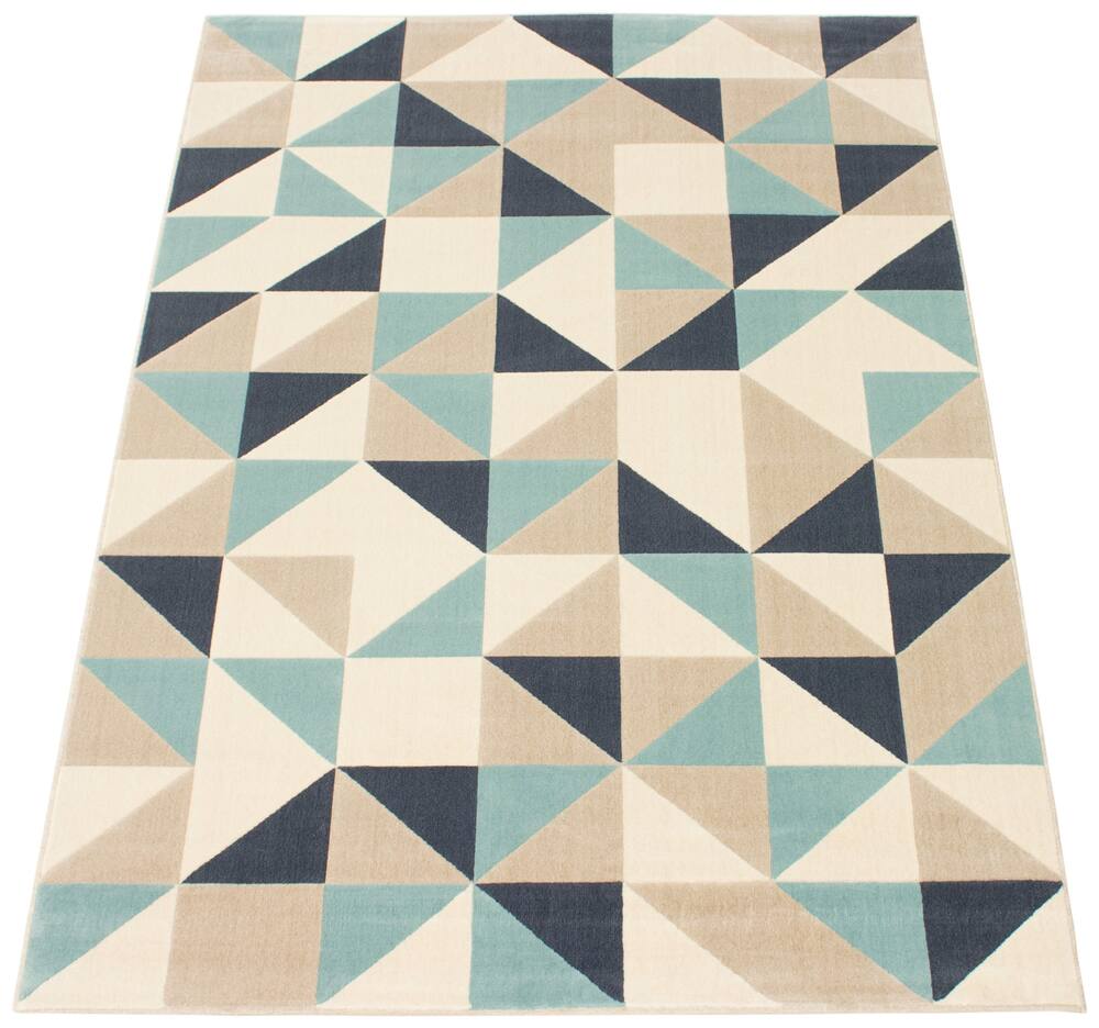 ECARPET Delta Indoor Geometric Area Rug, Blue/Ivory, Assorted Sizes