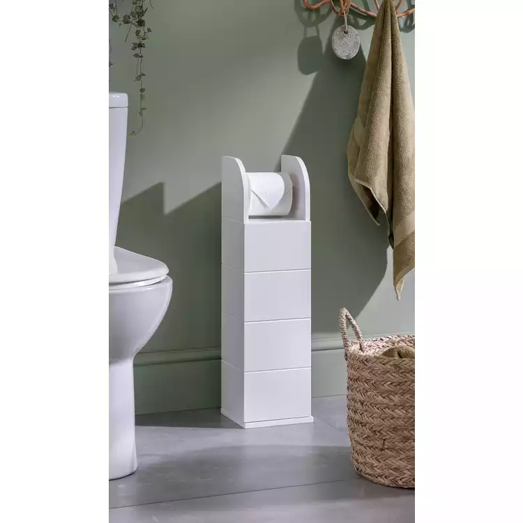 Habitat Tidy Cupboard with Toilet Roll Holder - White