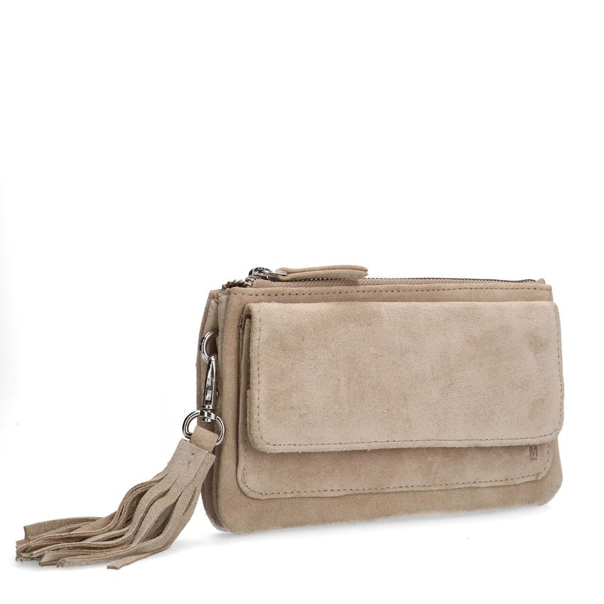 Manfield Beige suède clutch