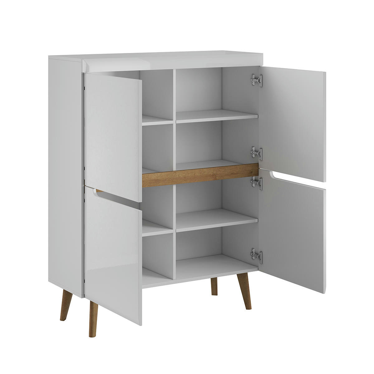 - Buffet haut 4 portes blanc et naturel