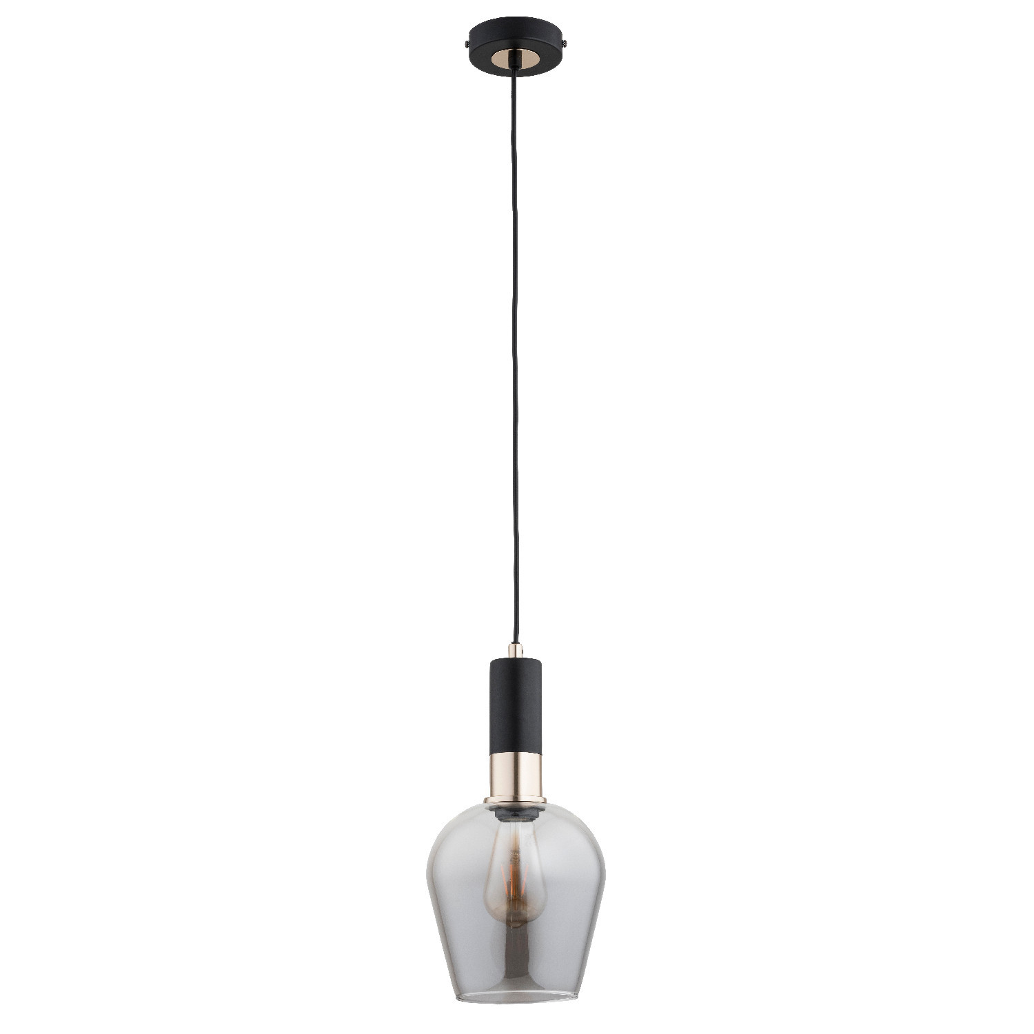Lampa wisząca GARDA czarno-złota-dymiona 1xE27x15W IP20 Alfa