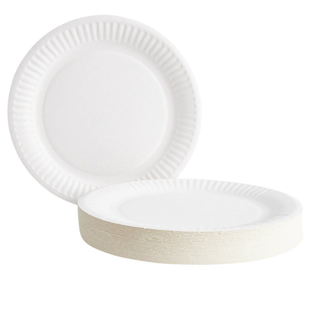 Lot de 50 assiettes en carton blanc Ø18 cm