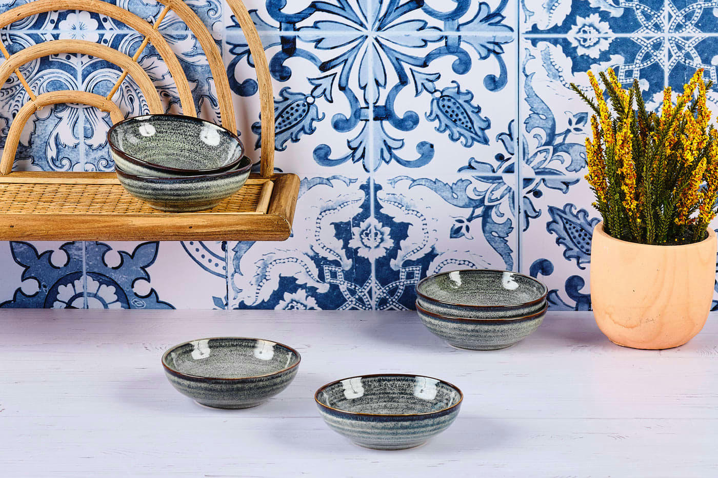 REACTIV - Lot de 6 petites assiettes en grès gris D10