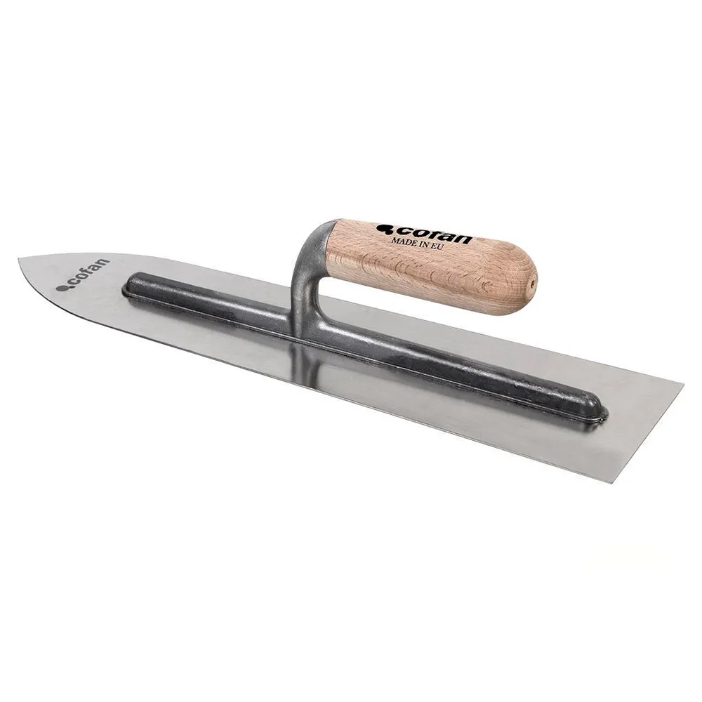 Cofan Steel Carbon Self-Leveling Trowel with Wooden Handle 400x110x1.0 mm