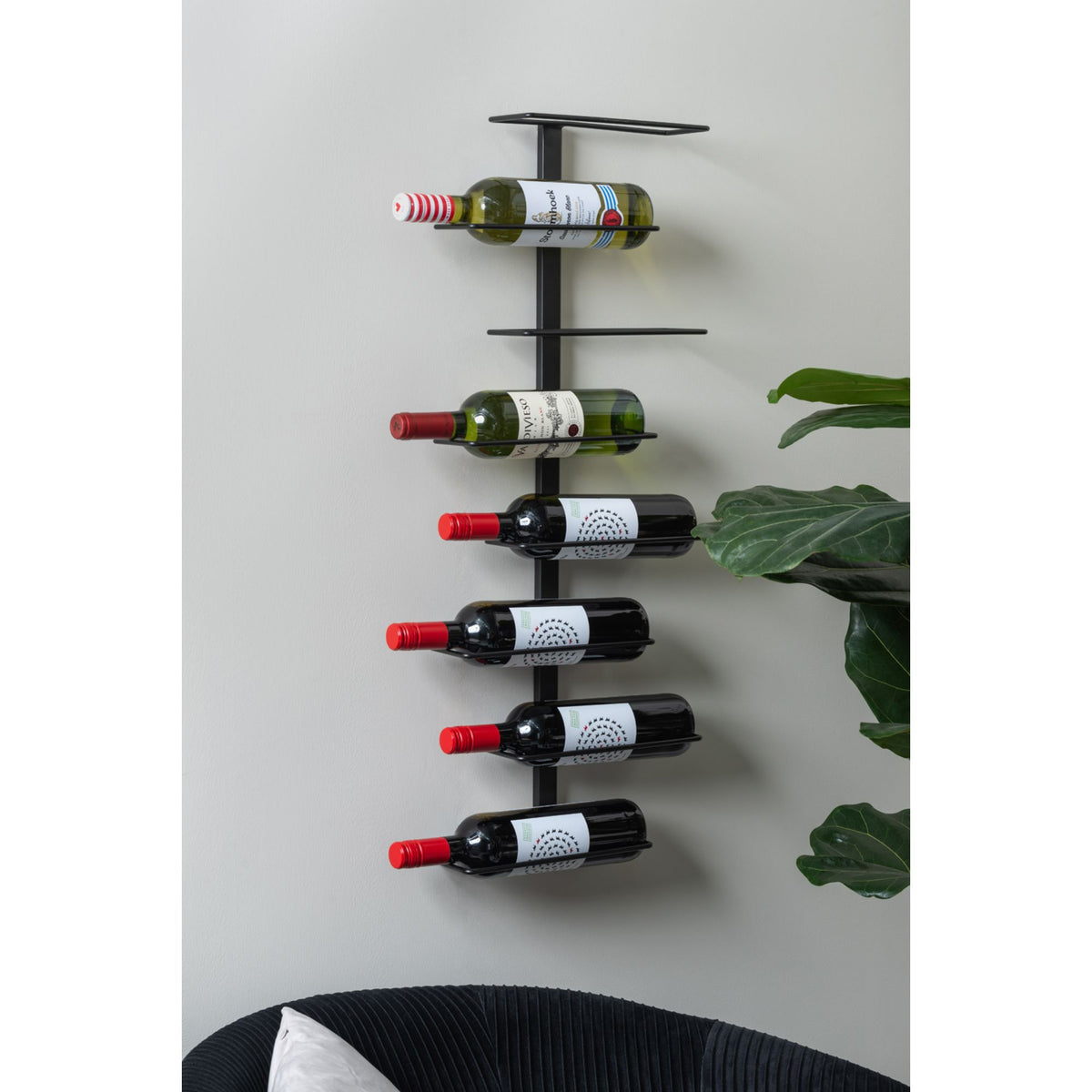Present Time wijnrek Float - zwart - 32.5x9.5x80.5cm