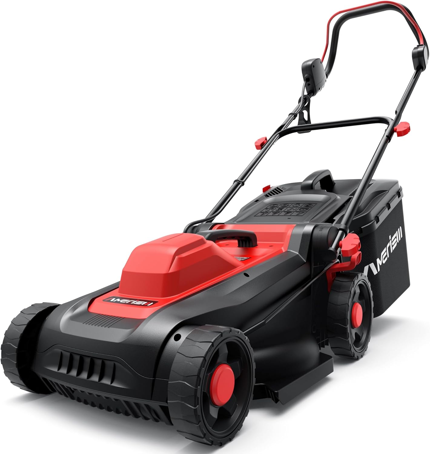 AMERISUN 14-Inch 2IN1 Electric Lawn Mower, 12.5 Amp 3400RPM Corded Push Mower with 6-Position Height Adjustment, 10-Gallon Grass Catcher & Mulching Kit, Lightweight Lawn Mower for Small/Medium Yards