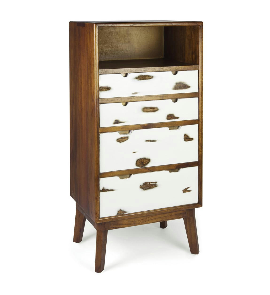 NORDIC - Commode en bois marron et blanc H125cm