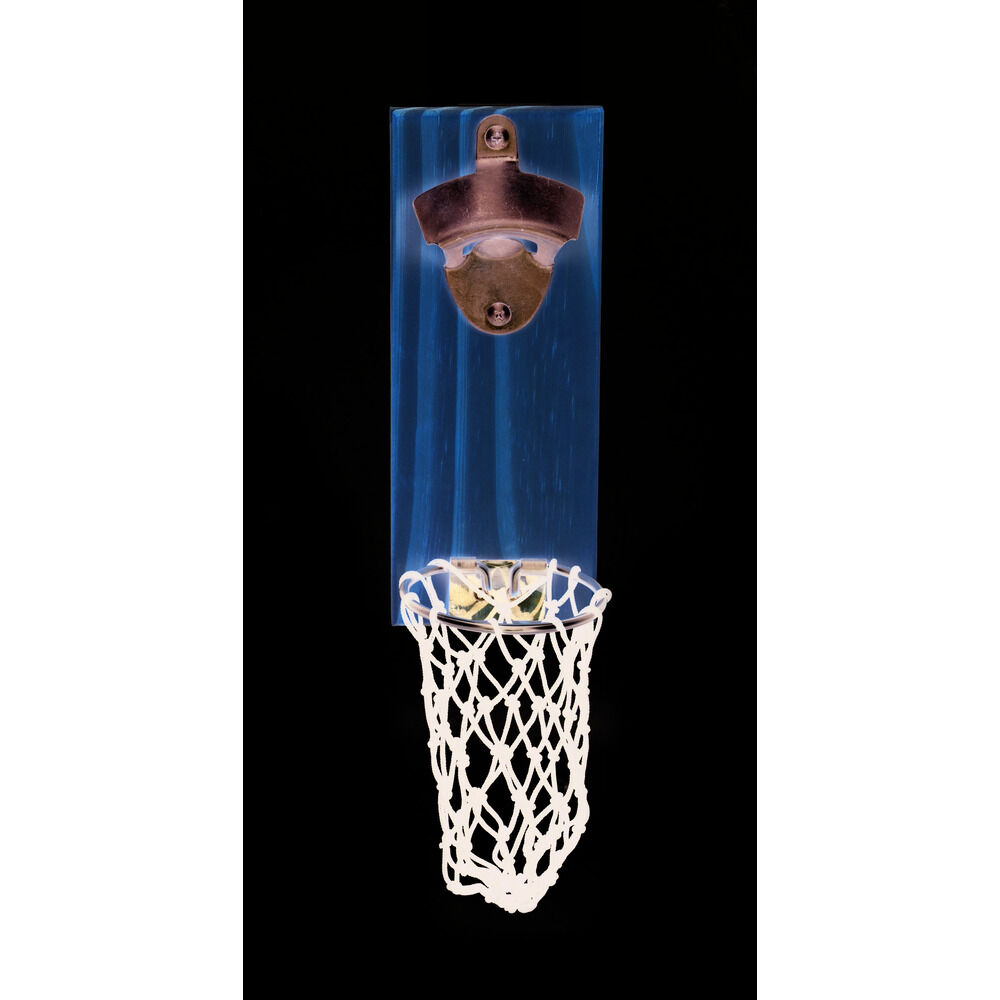 Décapsuleur mural basketball en bois 8x5xH20cm