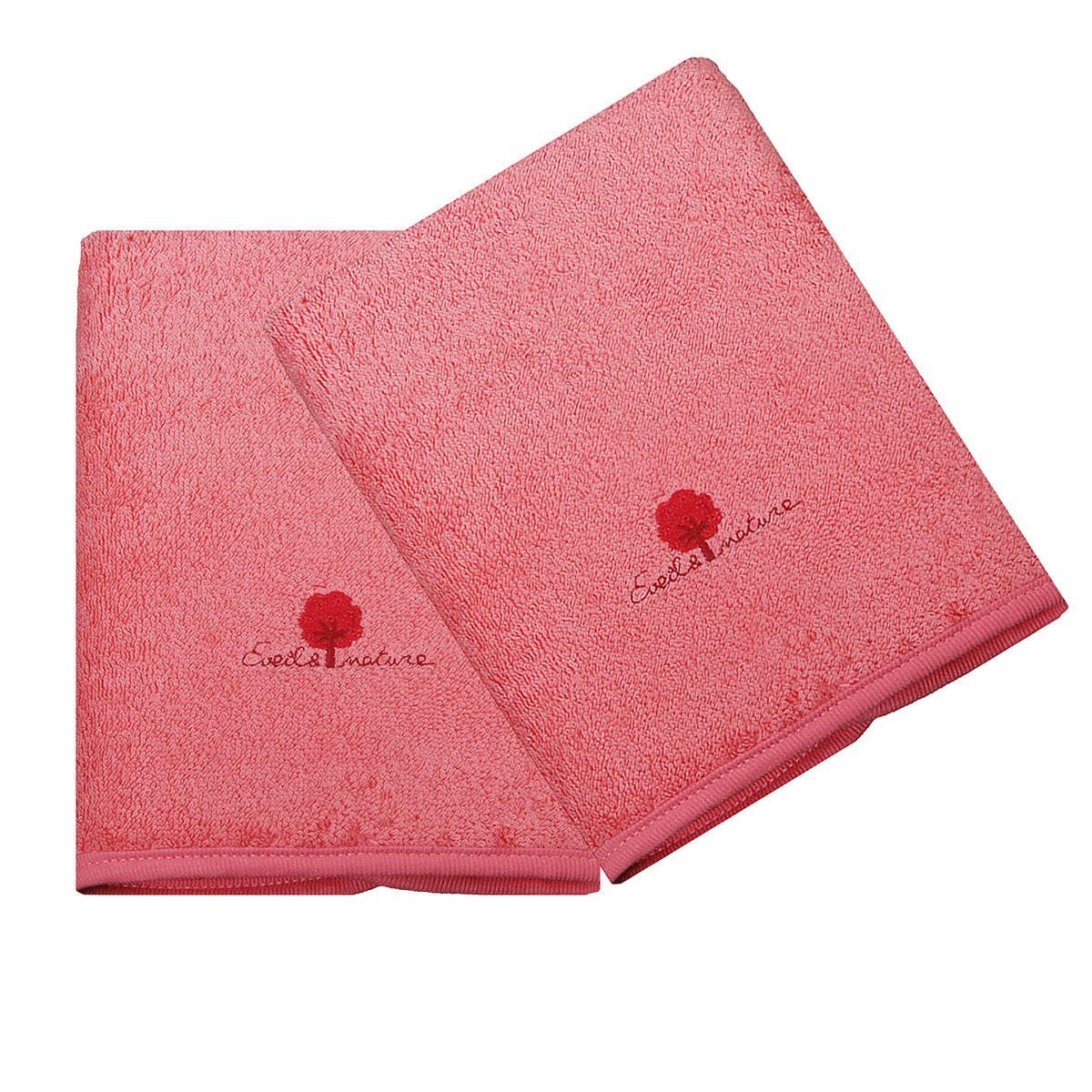 GAMME BIO UNIS - Lot de 2 Serviettes éponge 50x90 cm Coton bio Corail
