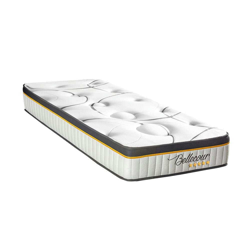 BELLECOUR 3.0 - Ensemble  90x190  Matelas Ressorts + Sommier + Accessoires