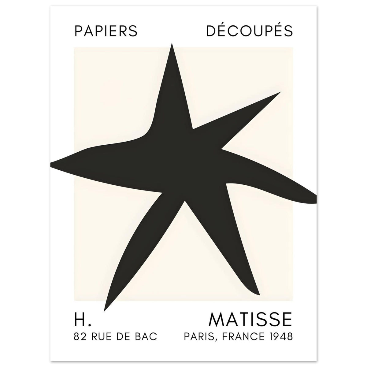 Artfulprints Poster Matisse – Star of the sea black  - 30x40 cm - Zwart