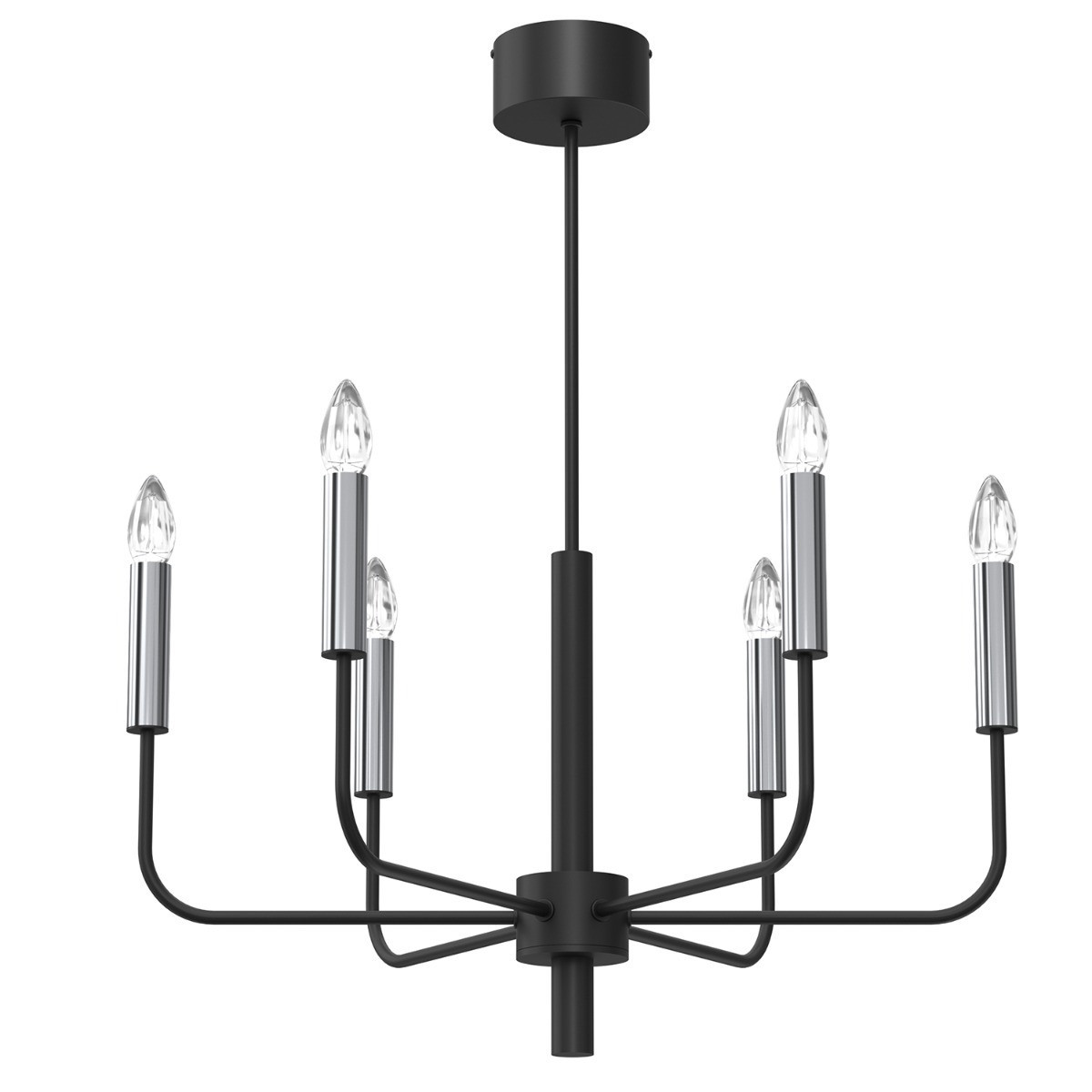 Żyrandol czarny matowy-chromowany Akasya 6xE14x15W wym:76x65x65 Luminex