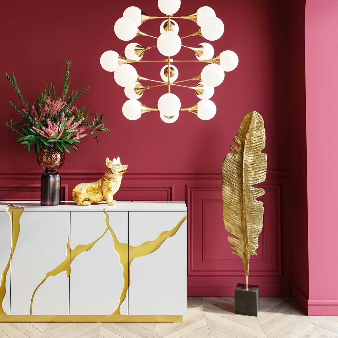 - Tirelire chien corgi couronne en polyrésine dorée