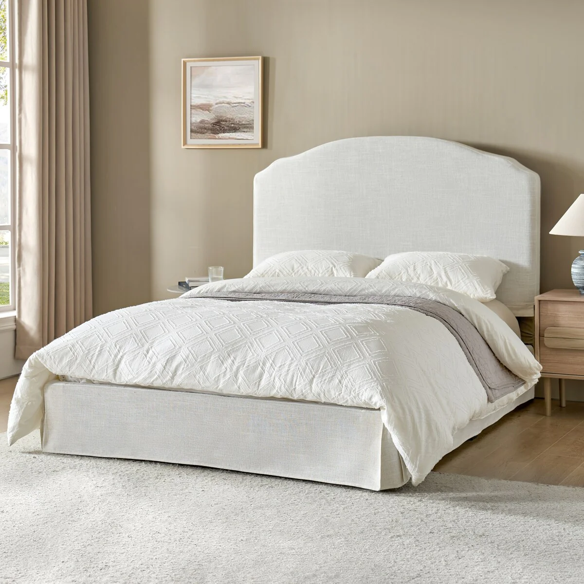 Kristian Traditional Bedroom Machine Washable Slipcovered Bed with Variety Fabric Choice Set-QB by HULALA HOME