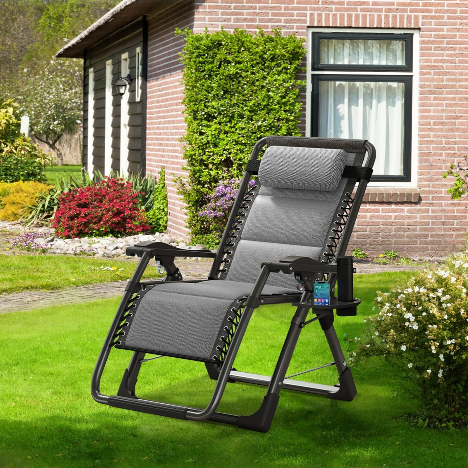 DoCred Ice Silk Zero Gravity Chair with Headrest, Folding Lounge Chair