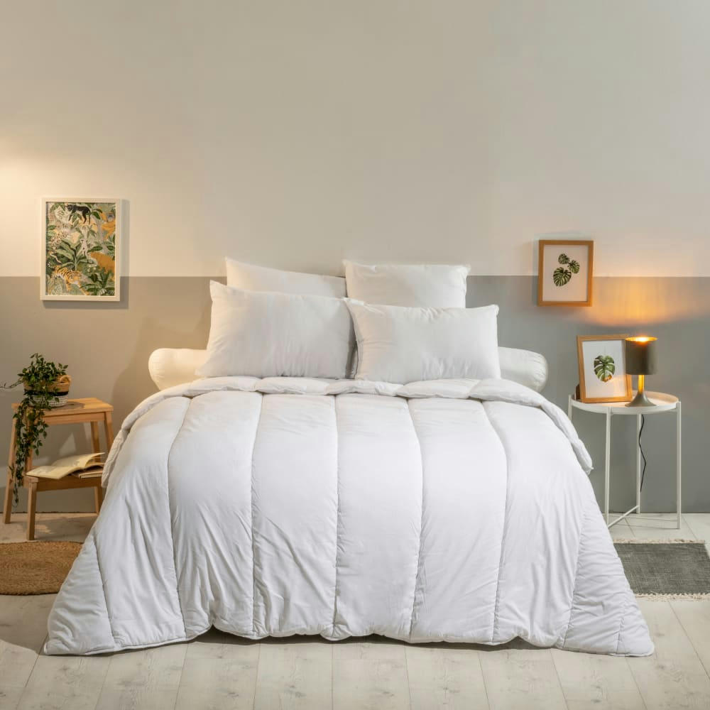 ANTI-ACARIENS - Oreiller confort moelleux traitement naturel enveloppe coton 60x60cm