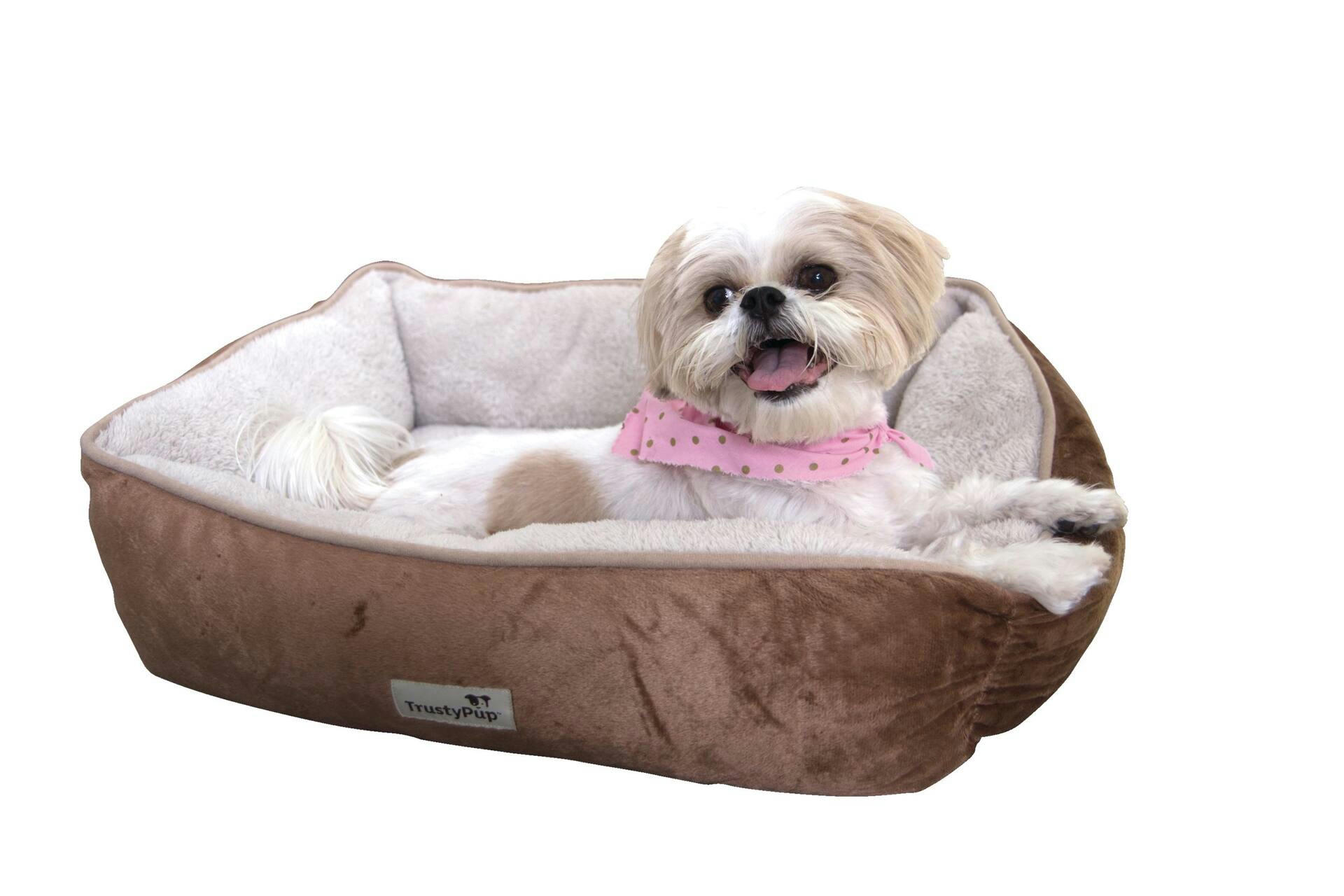 TrustyPup Dream Luxe 2-Tone Bolster Dog Bed, Washable, 25-in x 21-in, Dark Grey