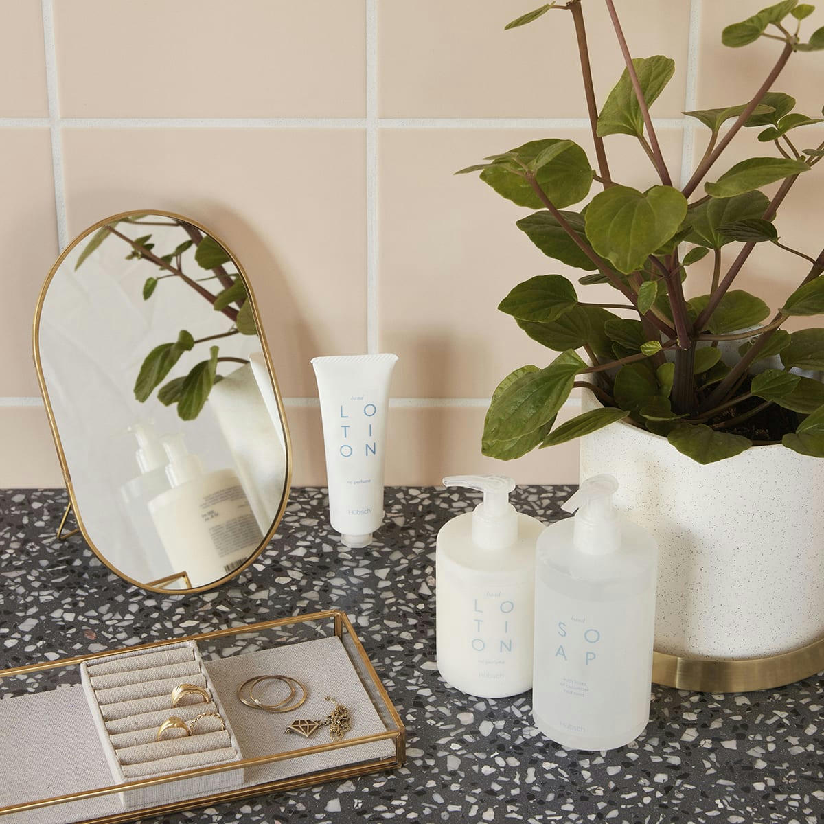 VIEW - Miroir de table avec pied en ovale laiton