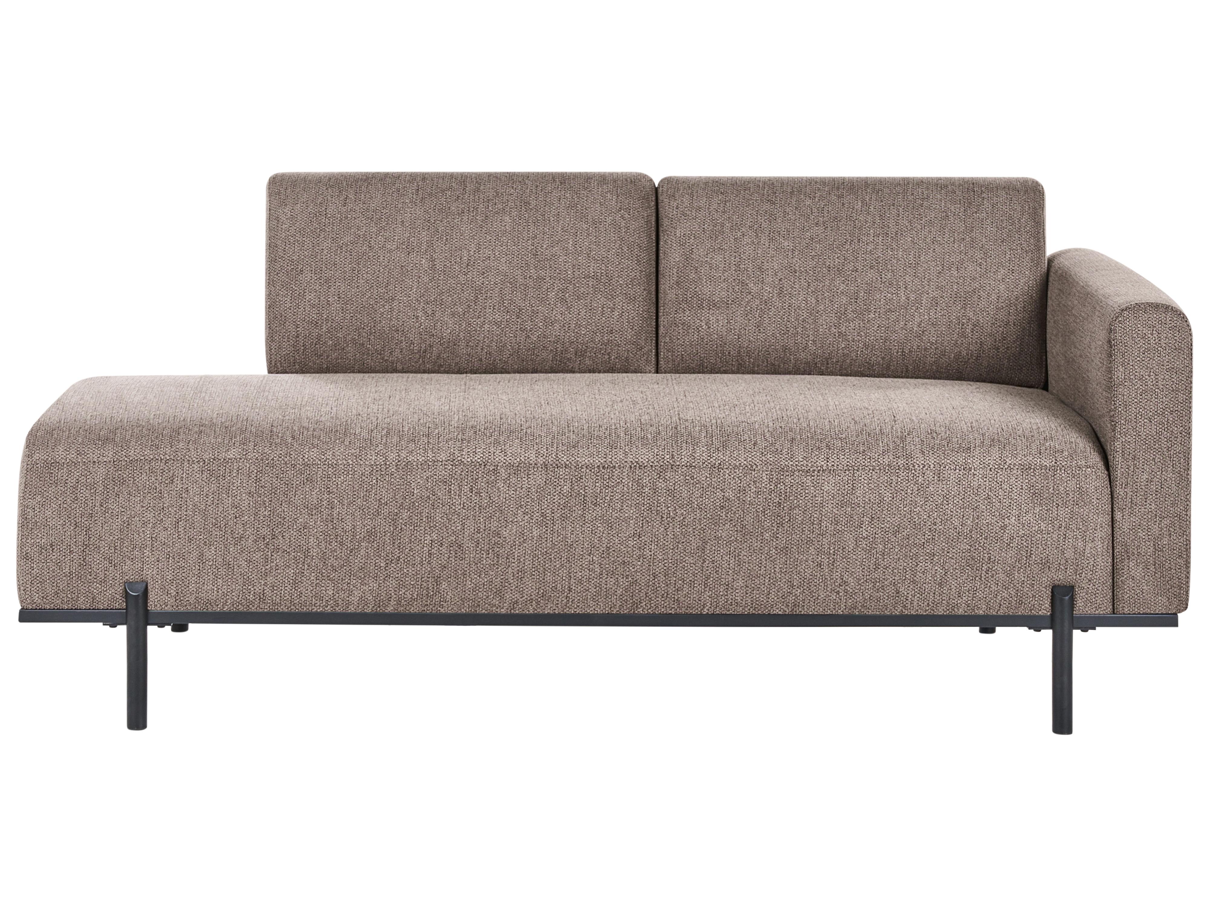 Chaise Longue SAVASSE Faux Linen Light Brown