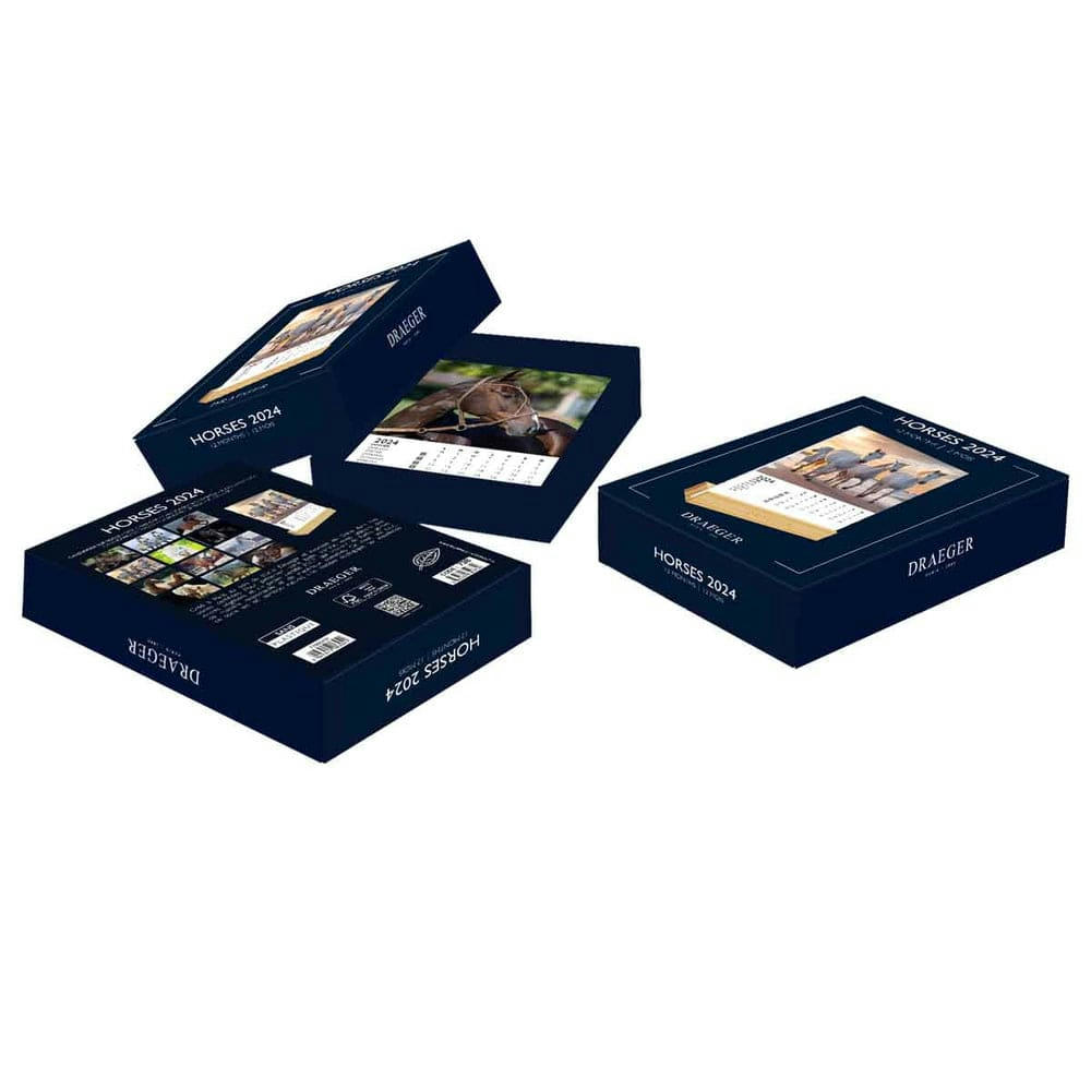 - Calendrier sur socle en bambou à thème 2024 - Chevaux