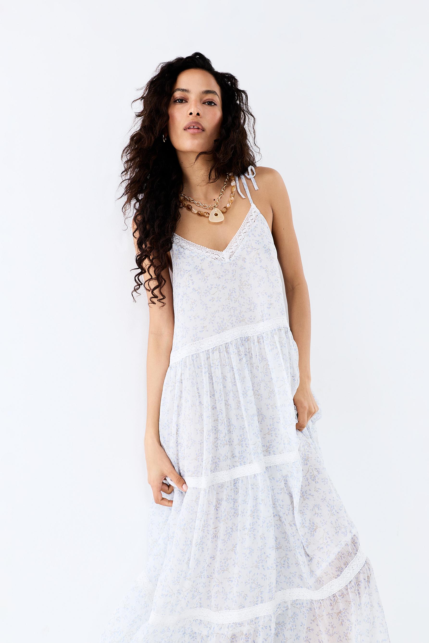 Vestido midi flores entredós