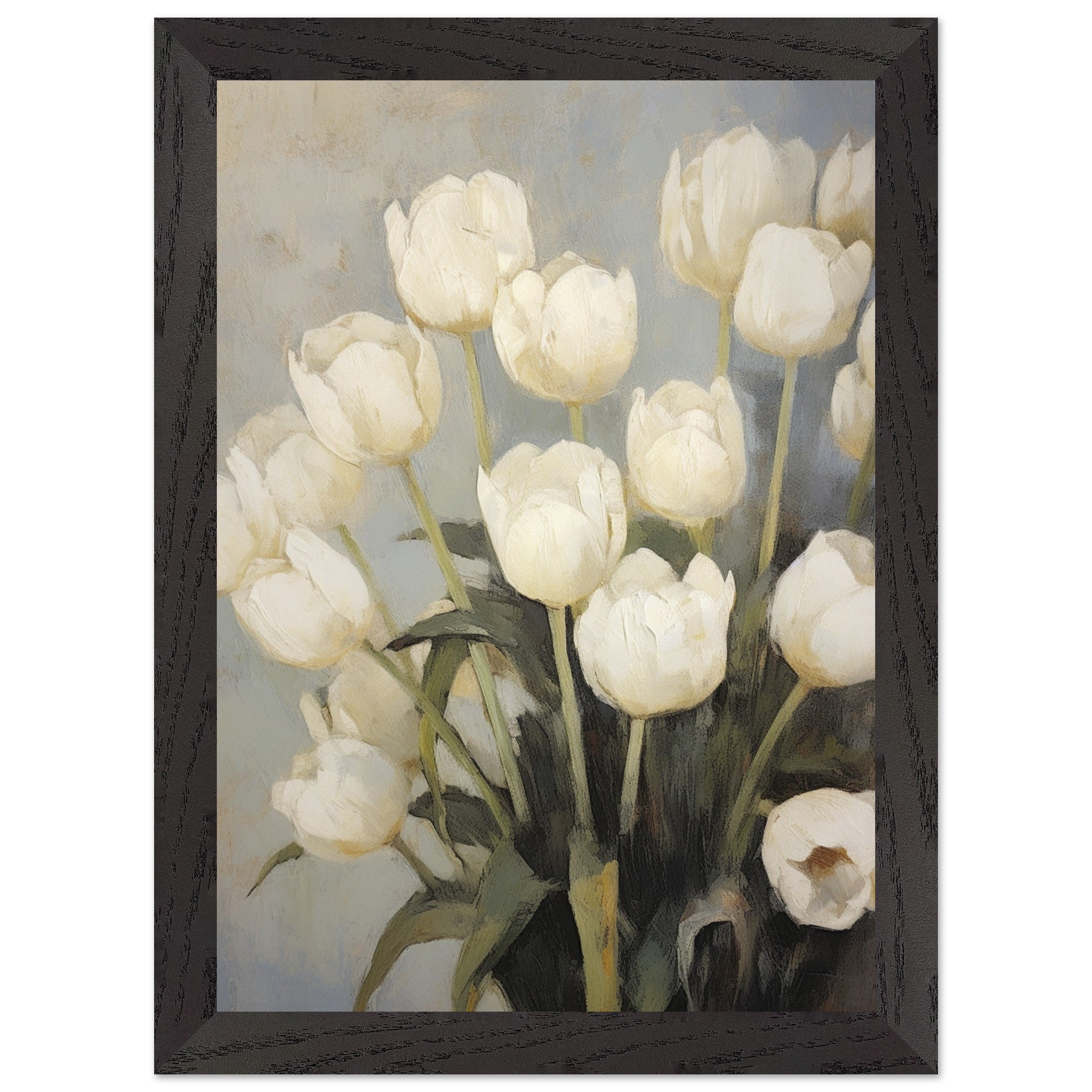 Artfulprints Poster met Lijst White tulips  - A4 21x29.7 cm - Wit