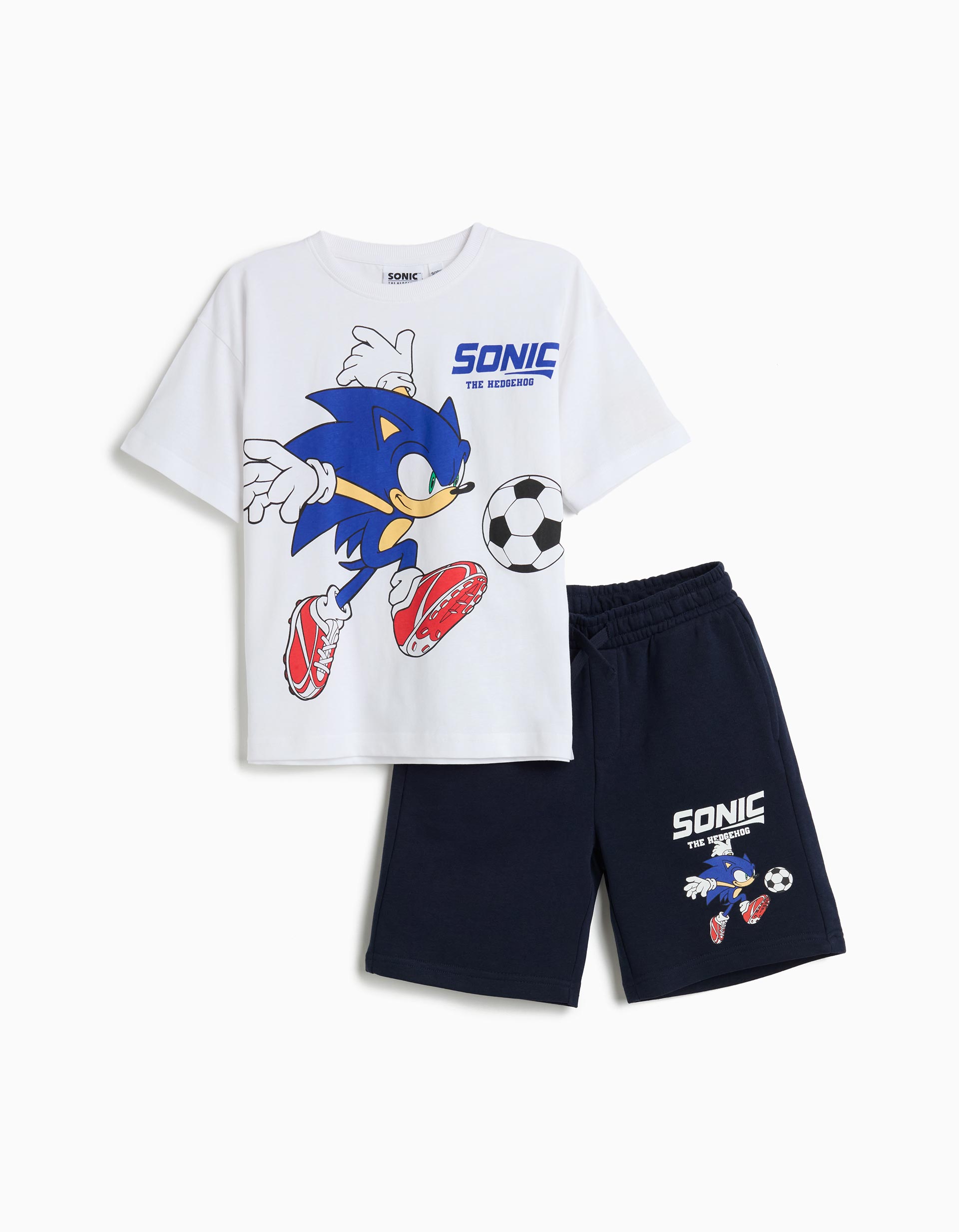 Conjunto T-shirt e Calções 'Sonic', Menino, Azul Escuro