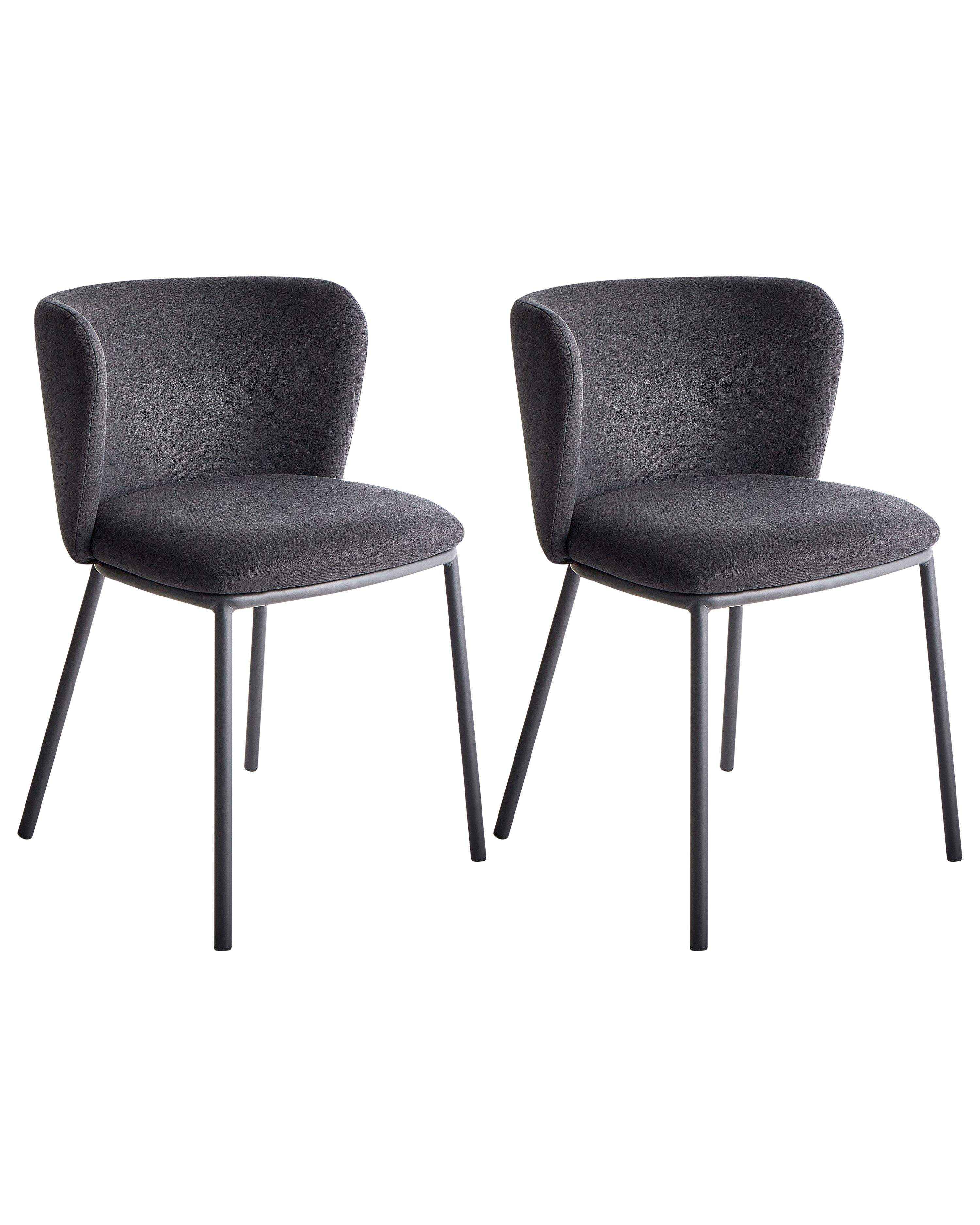 Set of 2 Dining Chairs MINA Fabric Black