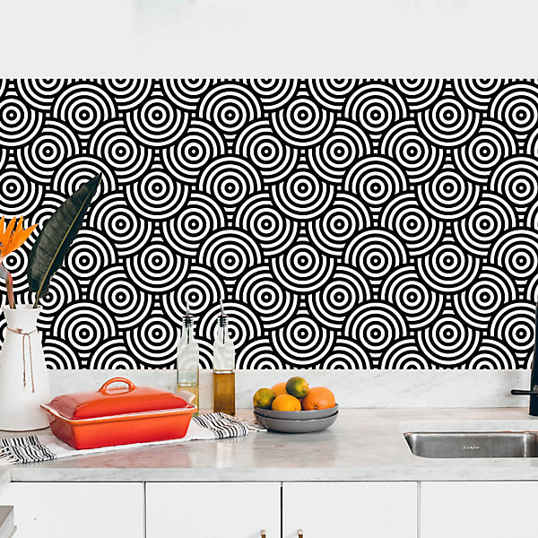 Crédence adhésive design motifs cercles 60x300 cm