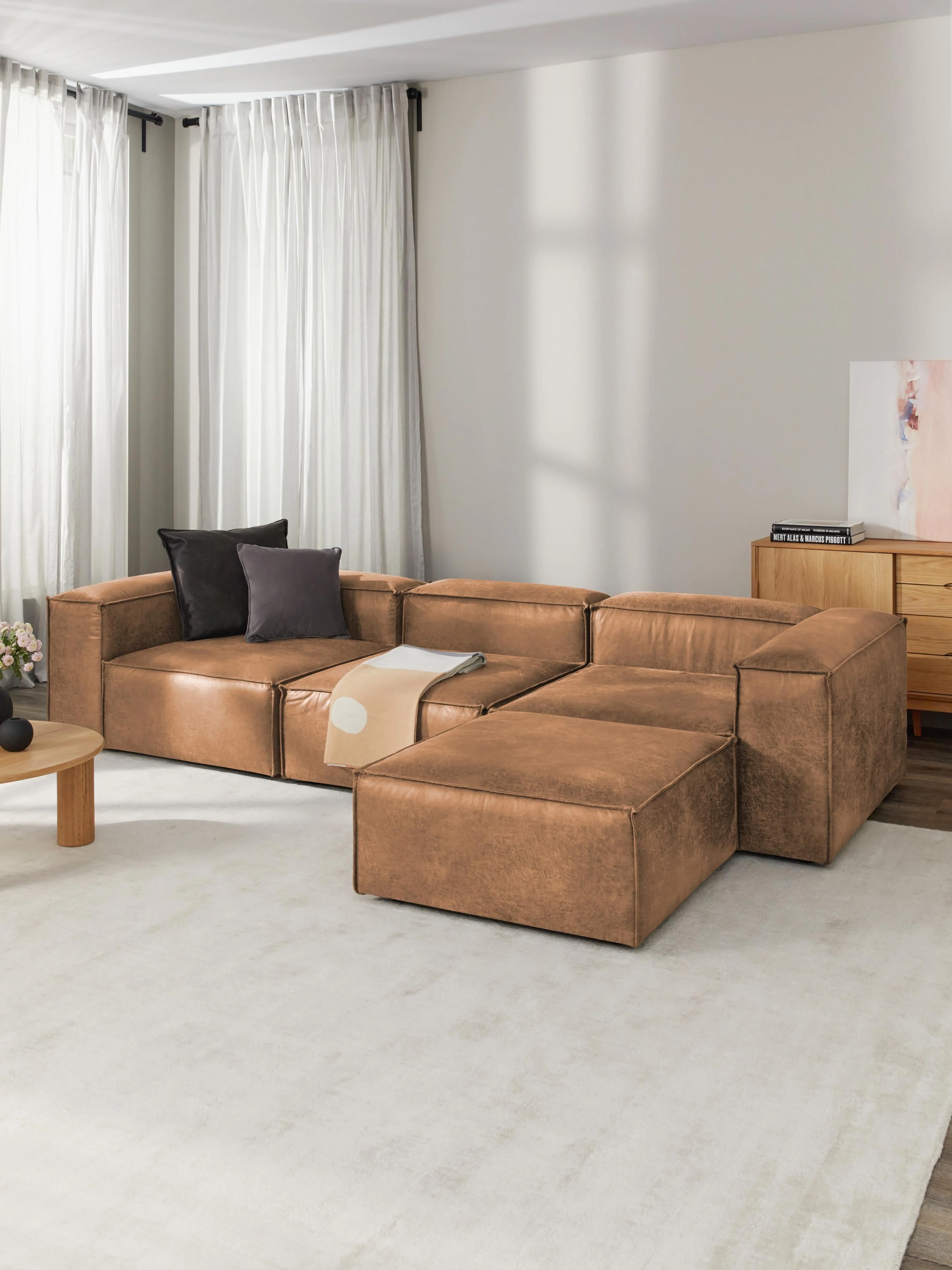 Sofa-Hocker Lennon aus recyceltem Leder