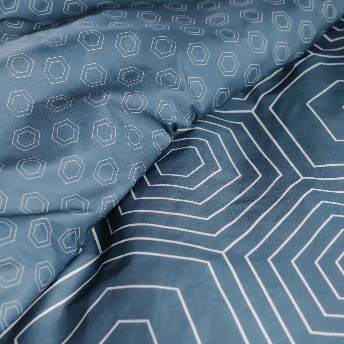 SUNSHINE GRACE - Parure de lit imprimé en coton bleu 240x260