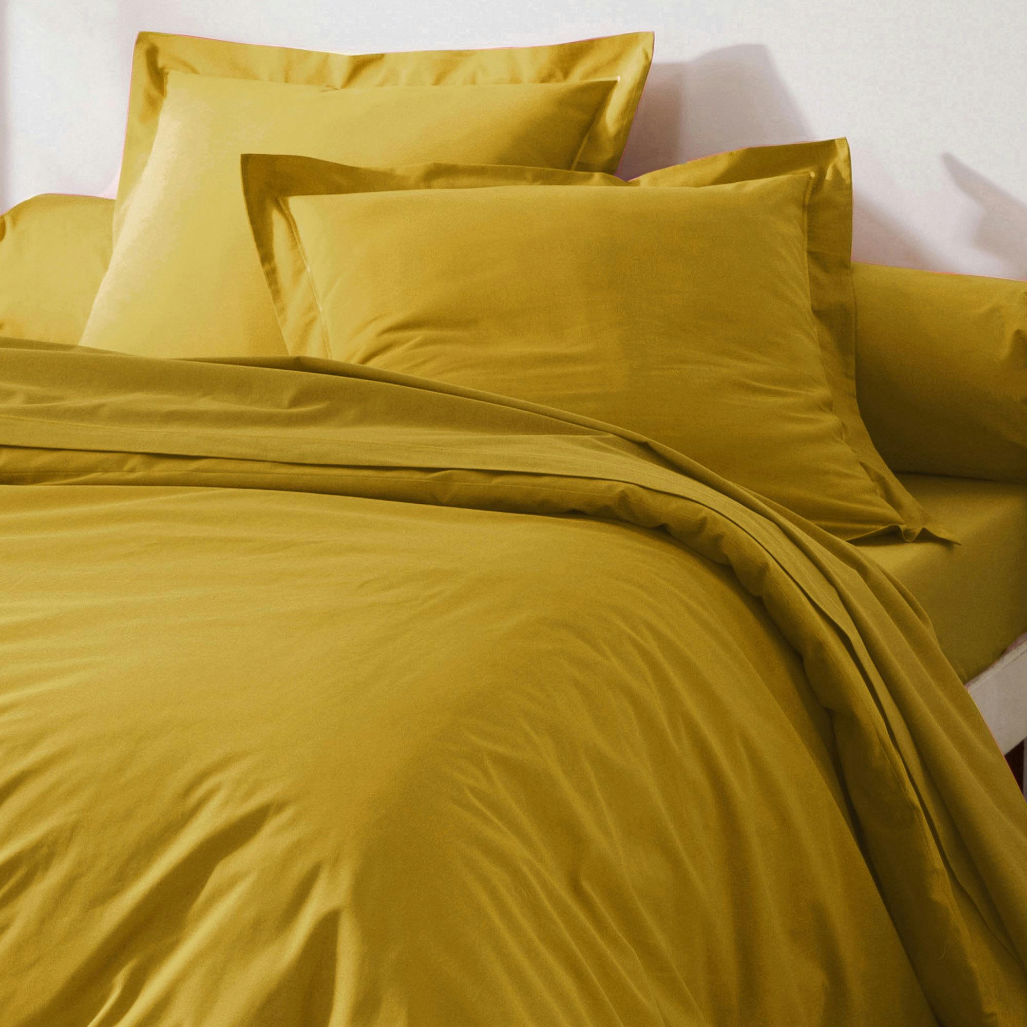 PERCALE 2015 - Housse de couette 200x200 jaune ocre en coton