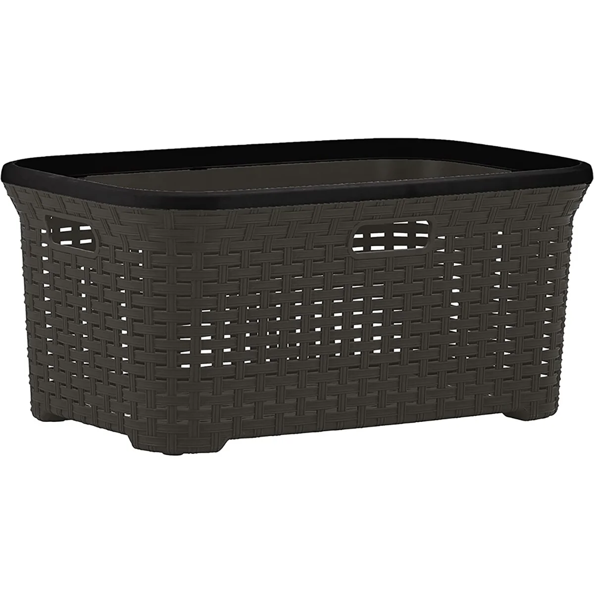 Superio Large Wicker Laundry Basket with Cutout Carry Handles - Capacity: 50l