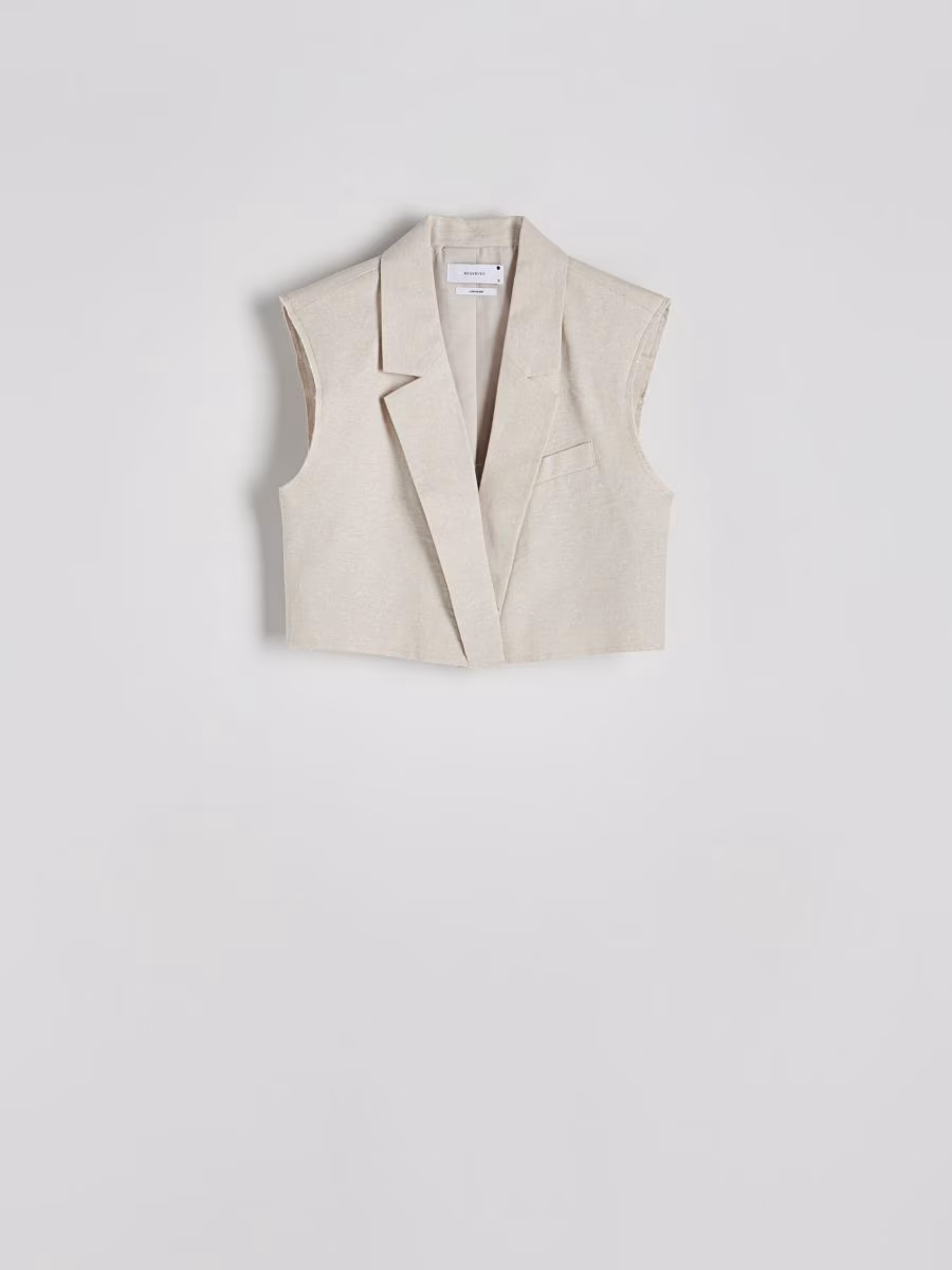 Cropped Linen Rich Vest