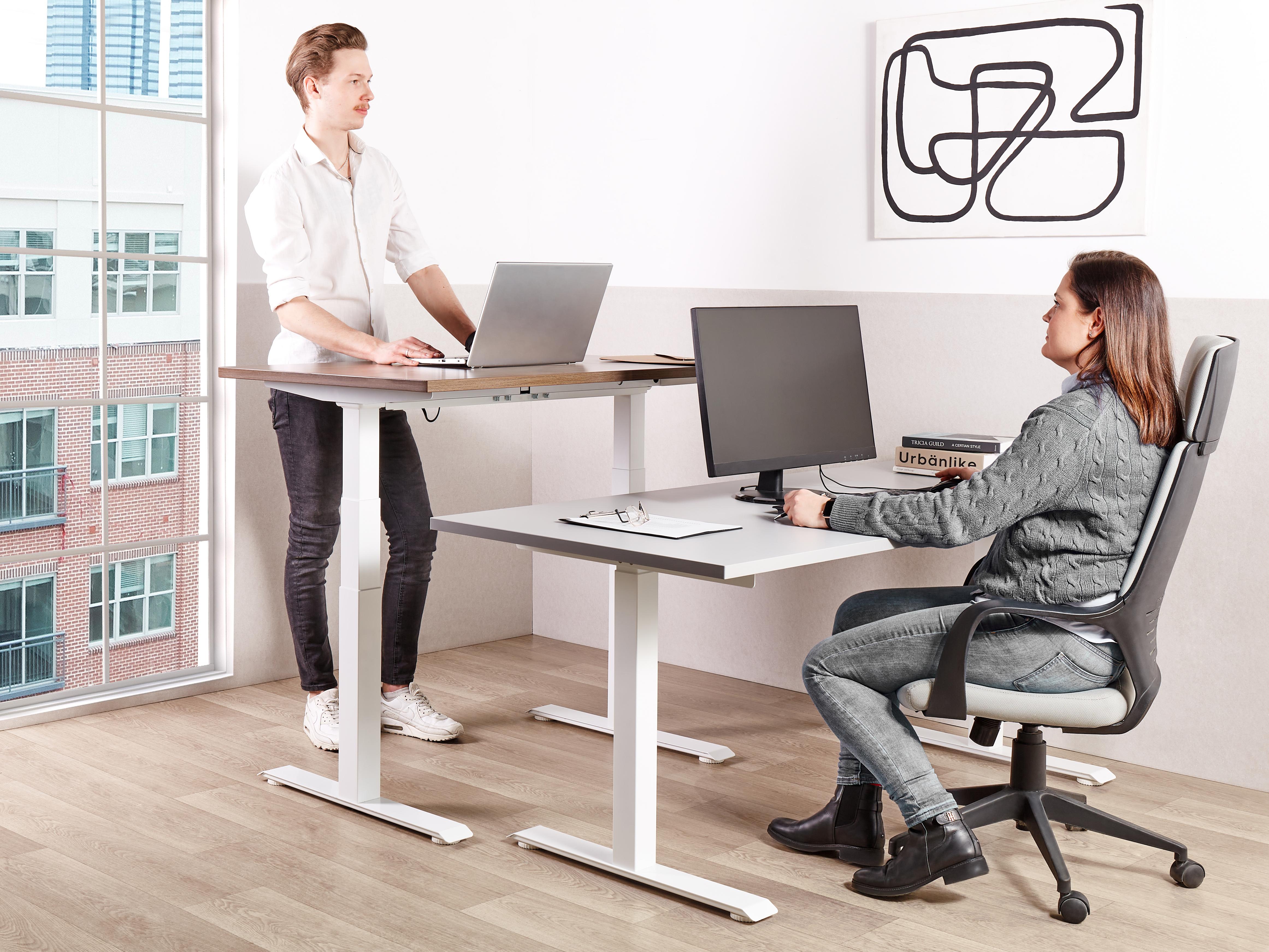 Manual Adjustable Standing Desk DESTINES Grey/ White 160 cm 72 cm