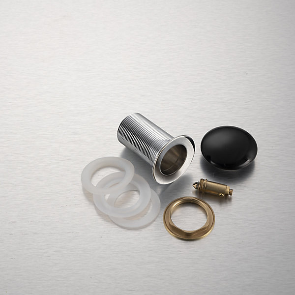 Bonde de lavabo en laiton Click-Clack modèle A universelle pour lavabo 1/4 de pouce sans trop-plein avec tête en céramique noire