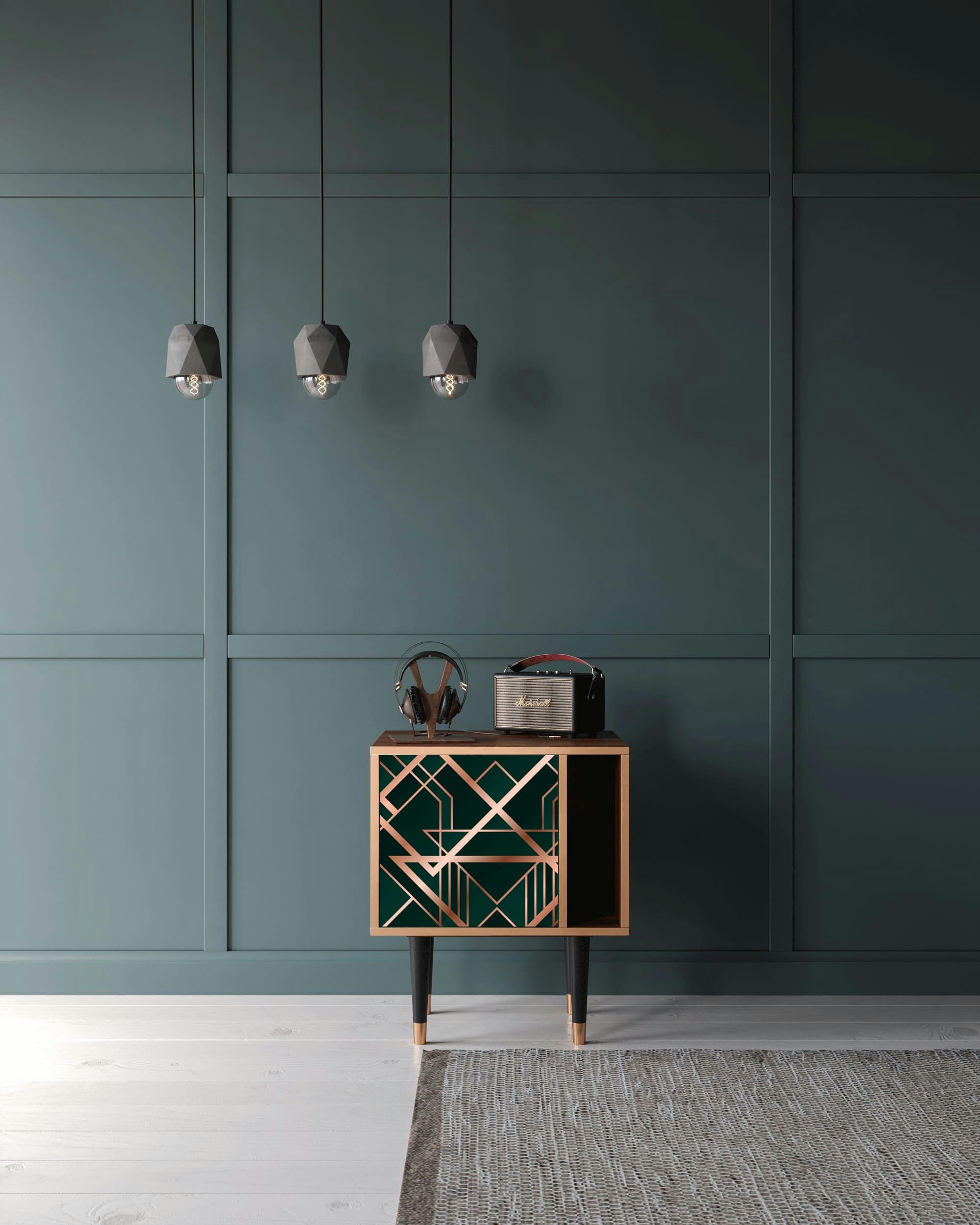 EMERALD GATSBY - Table de chevet vert 1 porte L 58 cm