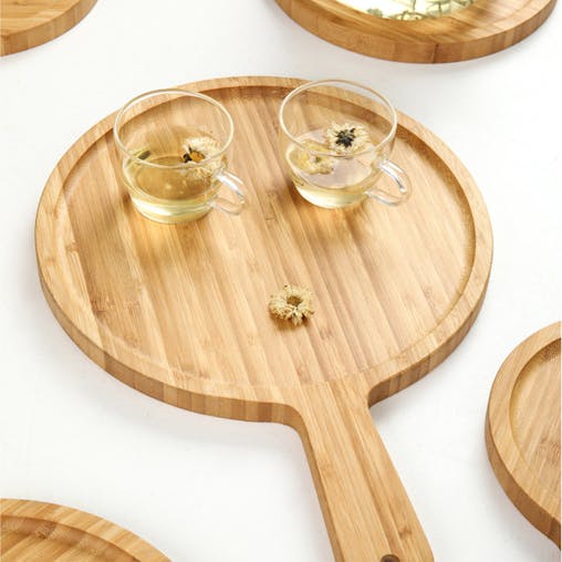 SOGA 2X Premium Blonde Wooden Serving Tray Paddle with Handle 11 inch