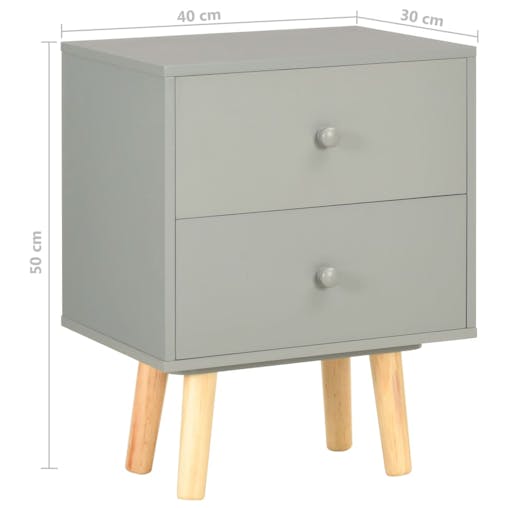 NNEVL Bedside Cabinets 2 pcs Grey 40x30x50 cm Solid Pinewood