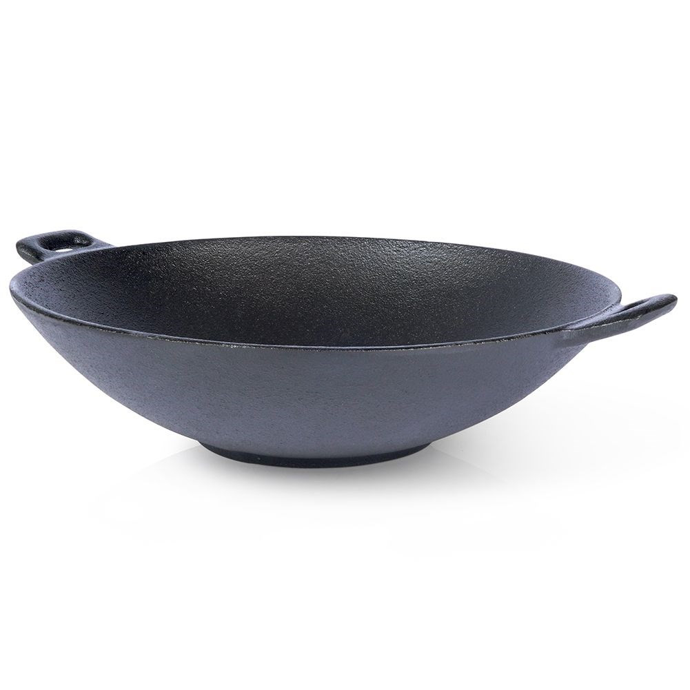 Patelnia żeliwna wok talerz żeliwny z dwoma uchwytami 30 cm