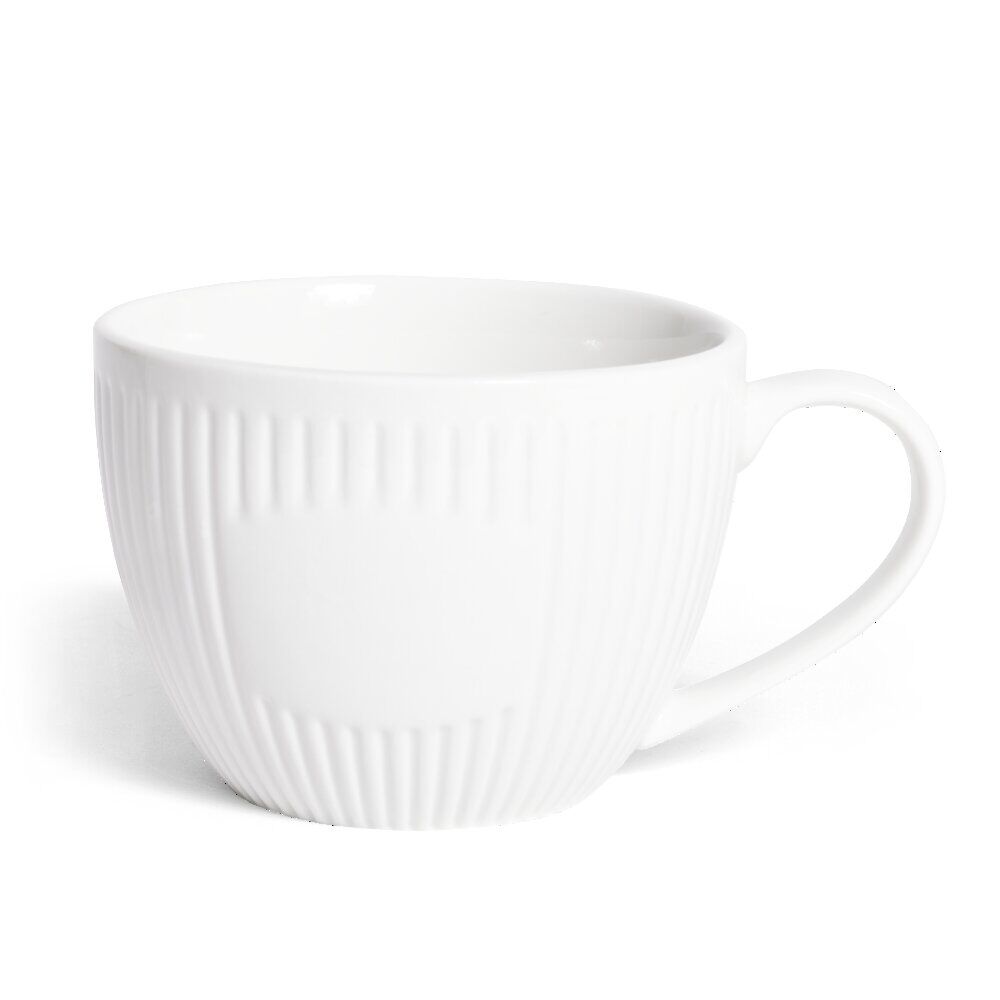 Tasse porcelaine 42cl strie embossée blanche