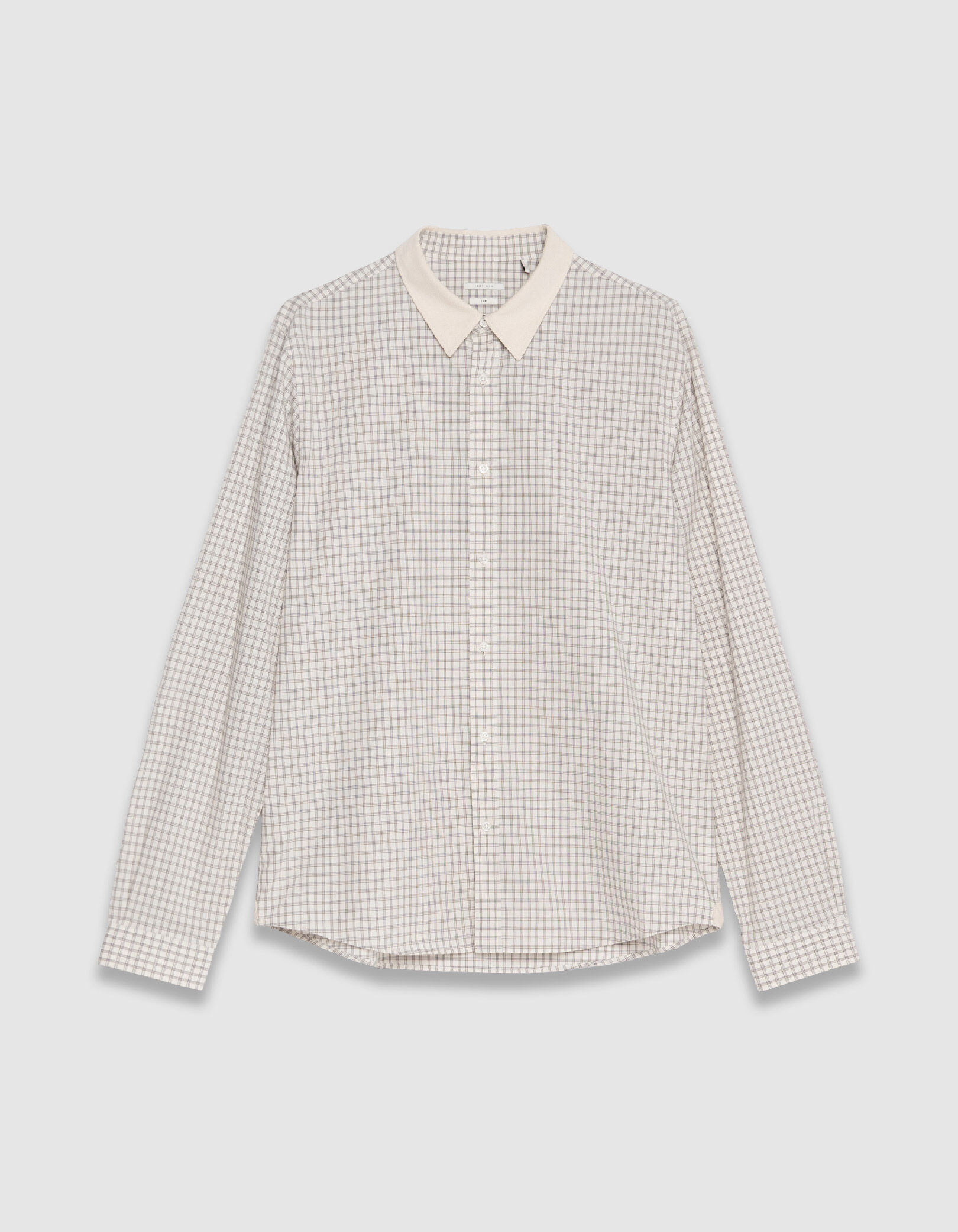 Chemise regular écrue coton bio motif carreaux Homme