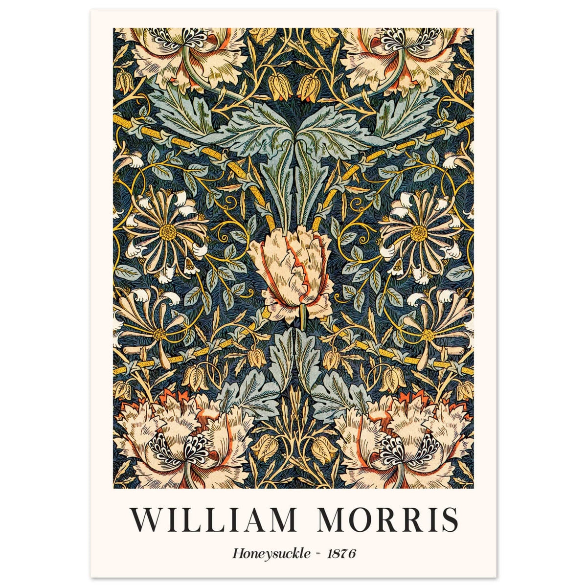 Artfulprints Poster William Morris - Honeysuckle 1876  - 50x70 cm - Donkergroen